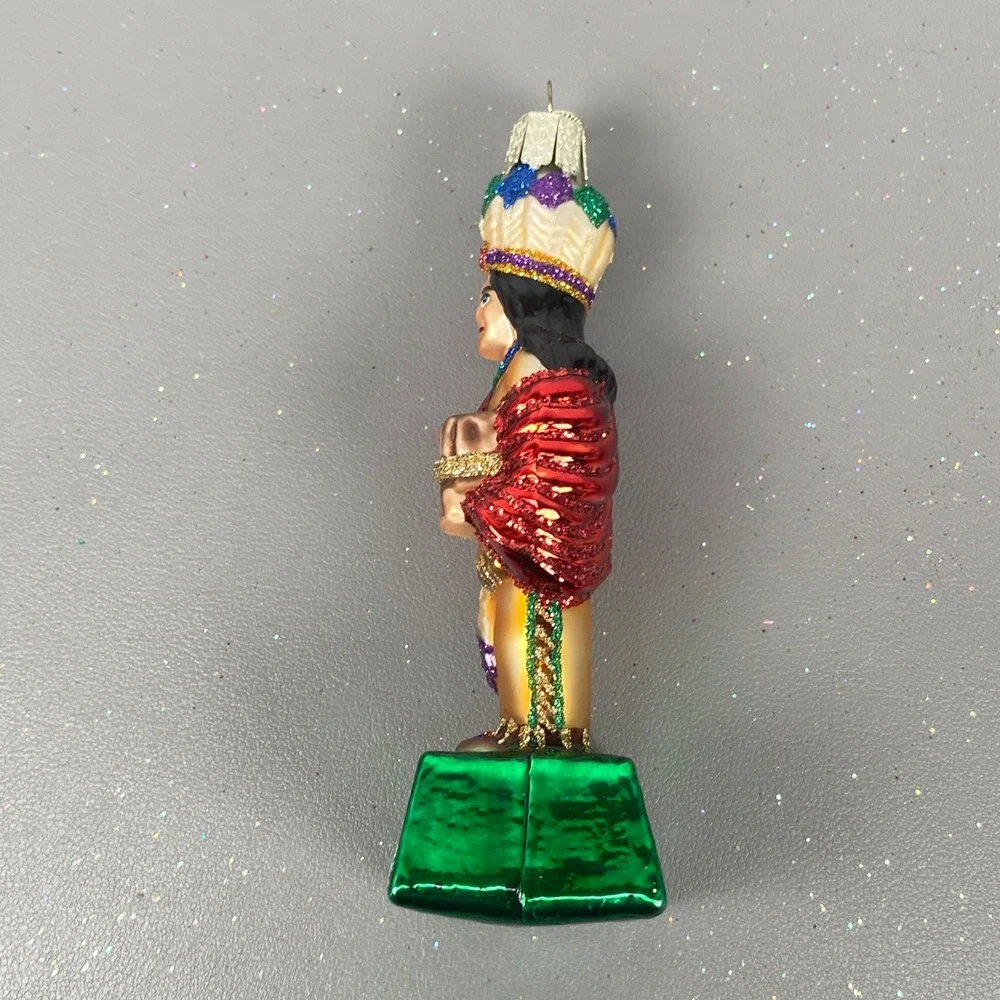 Old World Christmas Ornaments Lot Native Chief Cigar Store & Blue Father Santa